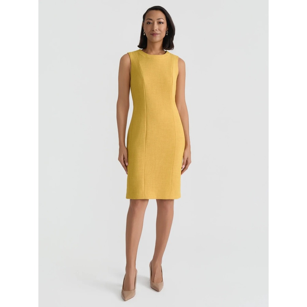 NWT Kasper Sleeveless Sheath Dress Size 16 Yellow Dijon NEW